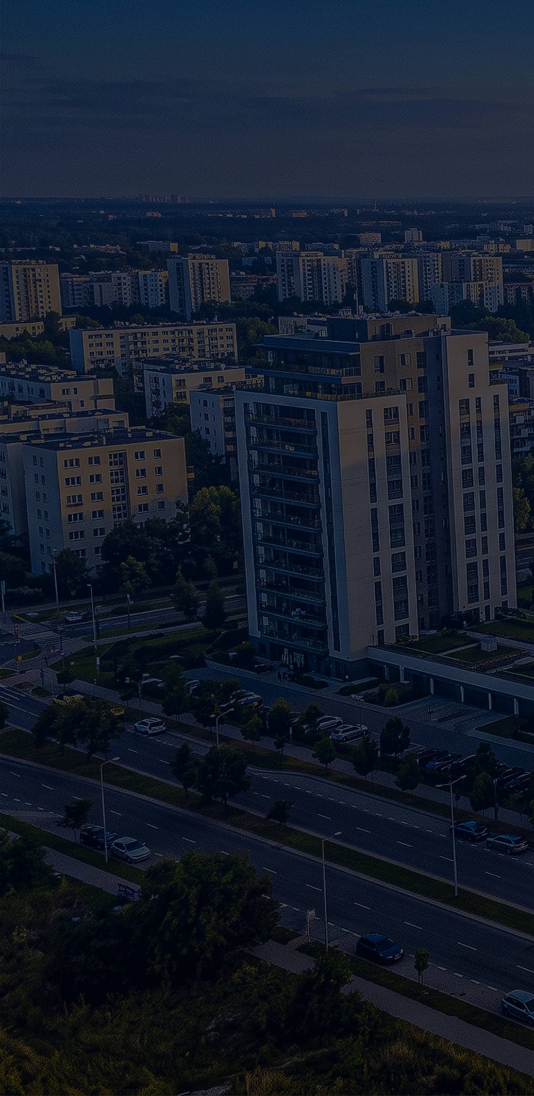 An estate tower in Ibadan at dusk